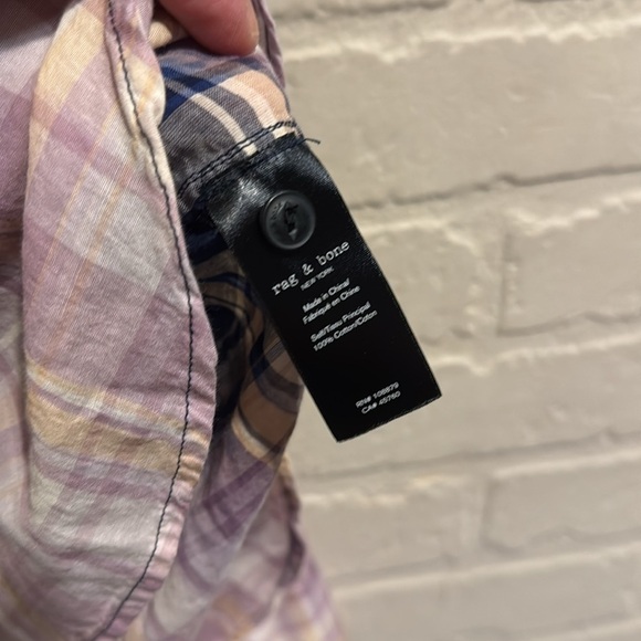 Rag & bone shirt Florian crop hi low plaid ombré fade small oversized - Picture 8 of 8